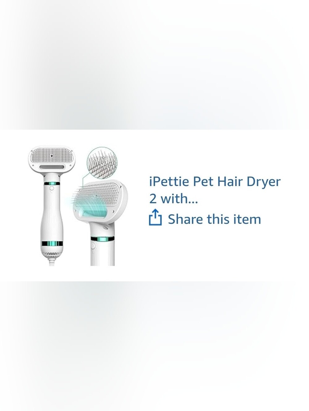 White & Mint Pet Hair Dryer and Grooming Brush